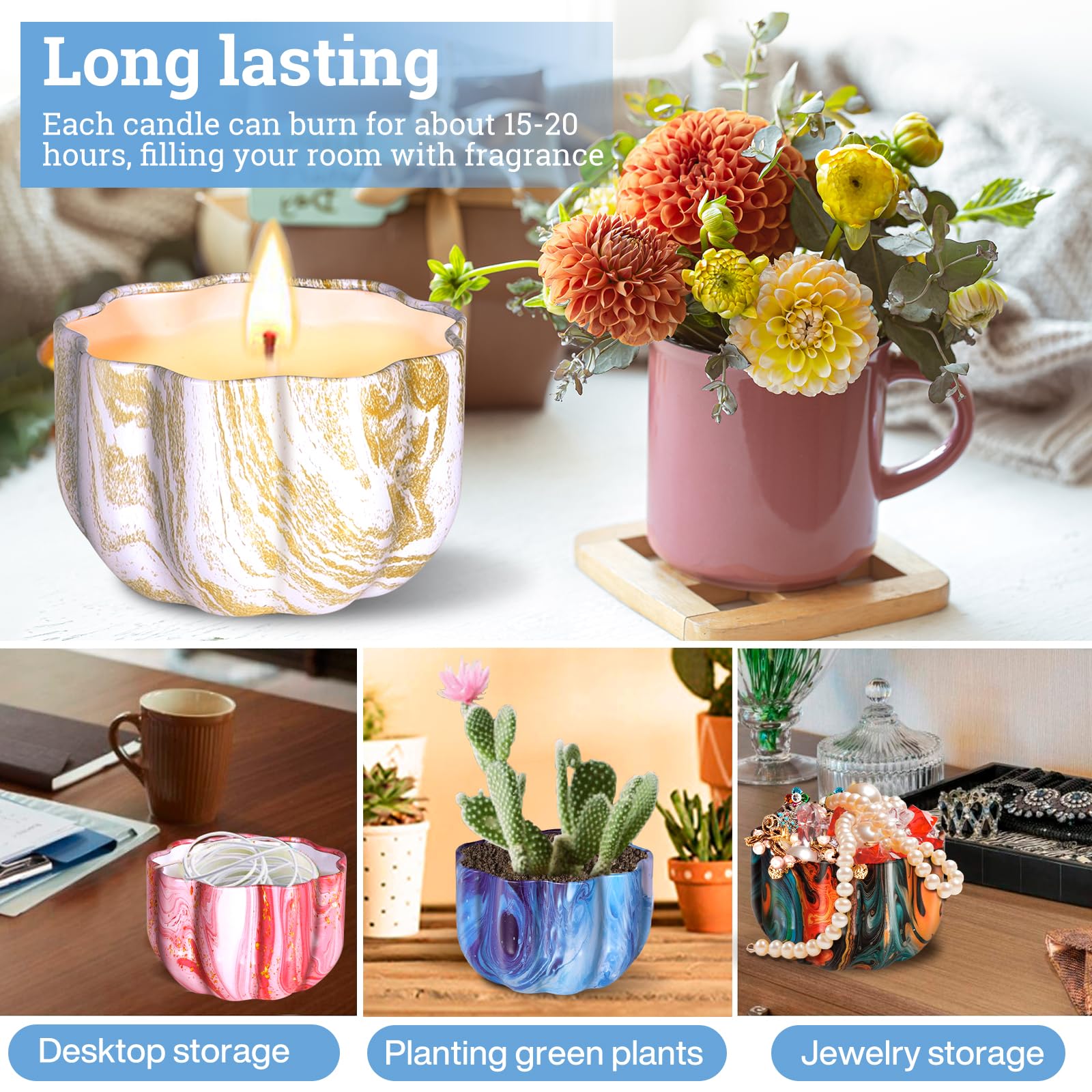 Set 4 Candele Profumate Cera Di Soia - Aromaterapia Per Relax E Stress Relief