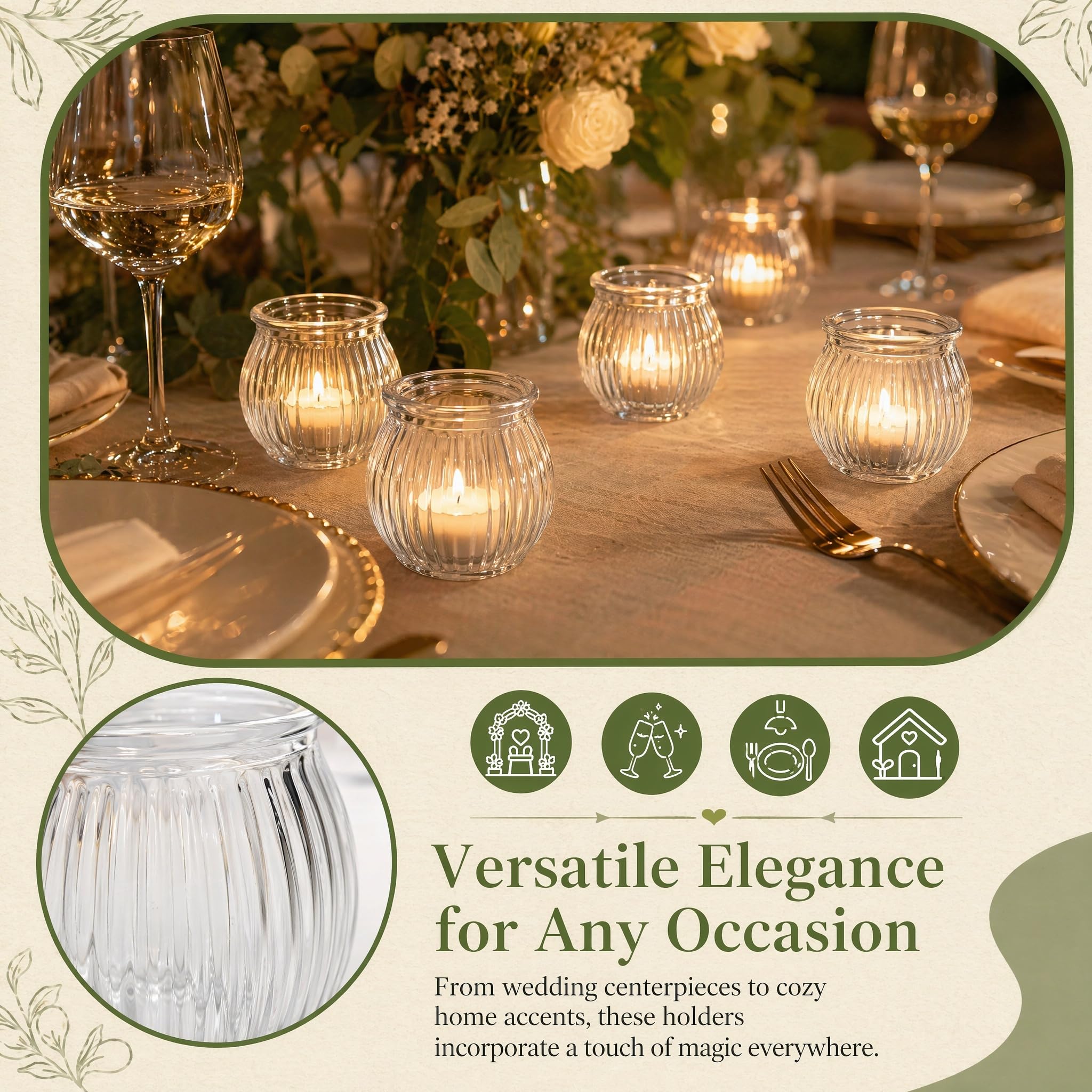 12 Pezzi Vasetti Portacandele in Vetro Trasparente per Tea Light, Piccoli Barattoli di Vetro per Candele Tealight, Portacandele per Centrotavola Matrimonio e Decorazione Casa (trasparente)