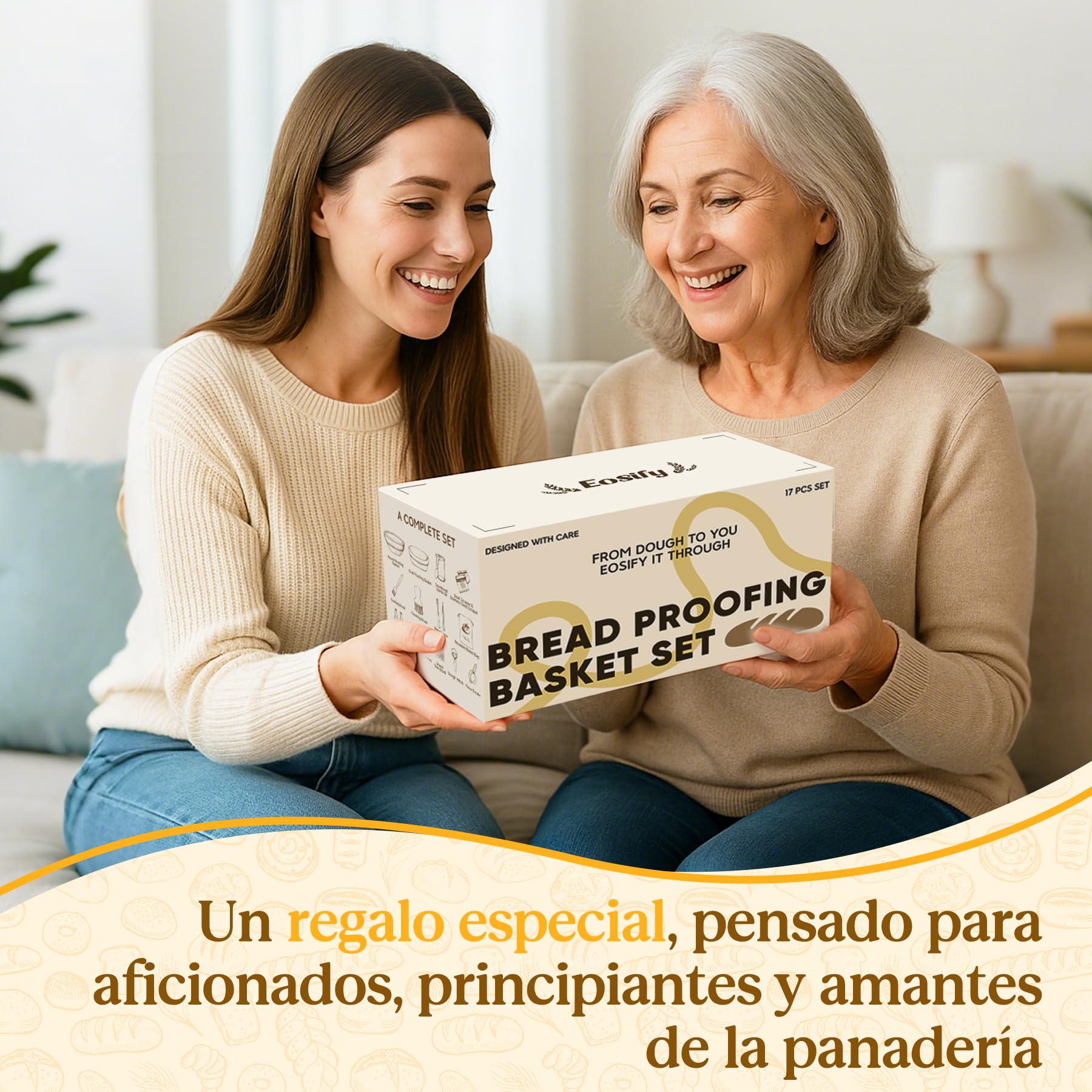 Kit Masa Madre 25 Piezas – Banneton de Cuerda de Algodón y Accesorios Panadería – Utensilios para Hacer Pan Casero – Regalo Ideal para Panaderos, Mujeres y Mamás