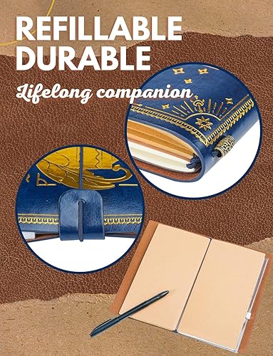 Miniatura 4 de Diario de cuero para regalos del zodiaco de cáncer, para hombres, mujeres en Navidad, cumpleaños, cuaderno de bocetos recargable, diario de viaje,