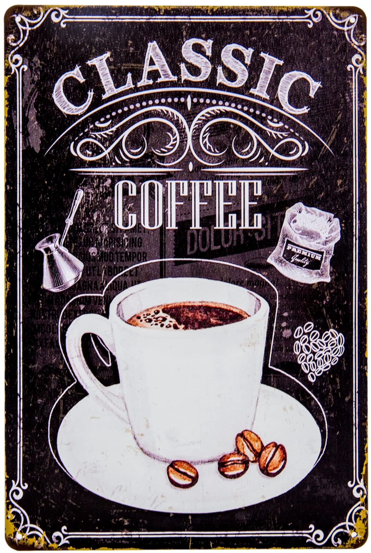 4er Set Vintage Kaffee Blechschilder - Retro Wanddekoration 20x30cm Für Café & Wohnung