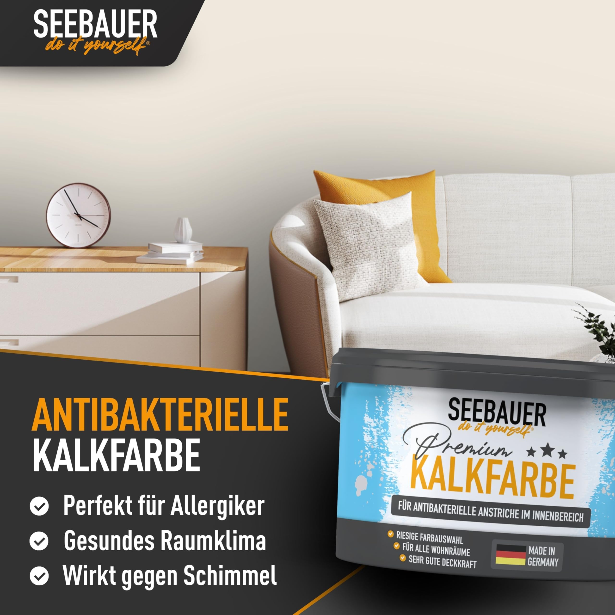 Kalkfarbe Beige für Innen 10L (No. 003 Orchid Dream) - Antibakterielle Innenfarbe für Putz, Beton & Mauerwerk - Atmungsaktive Mineralfarbe