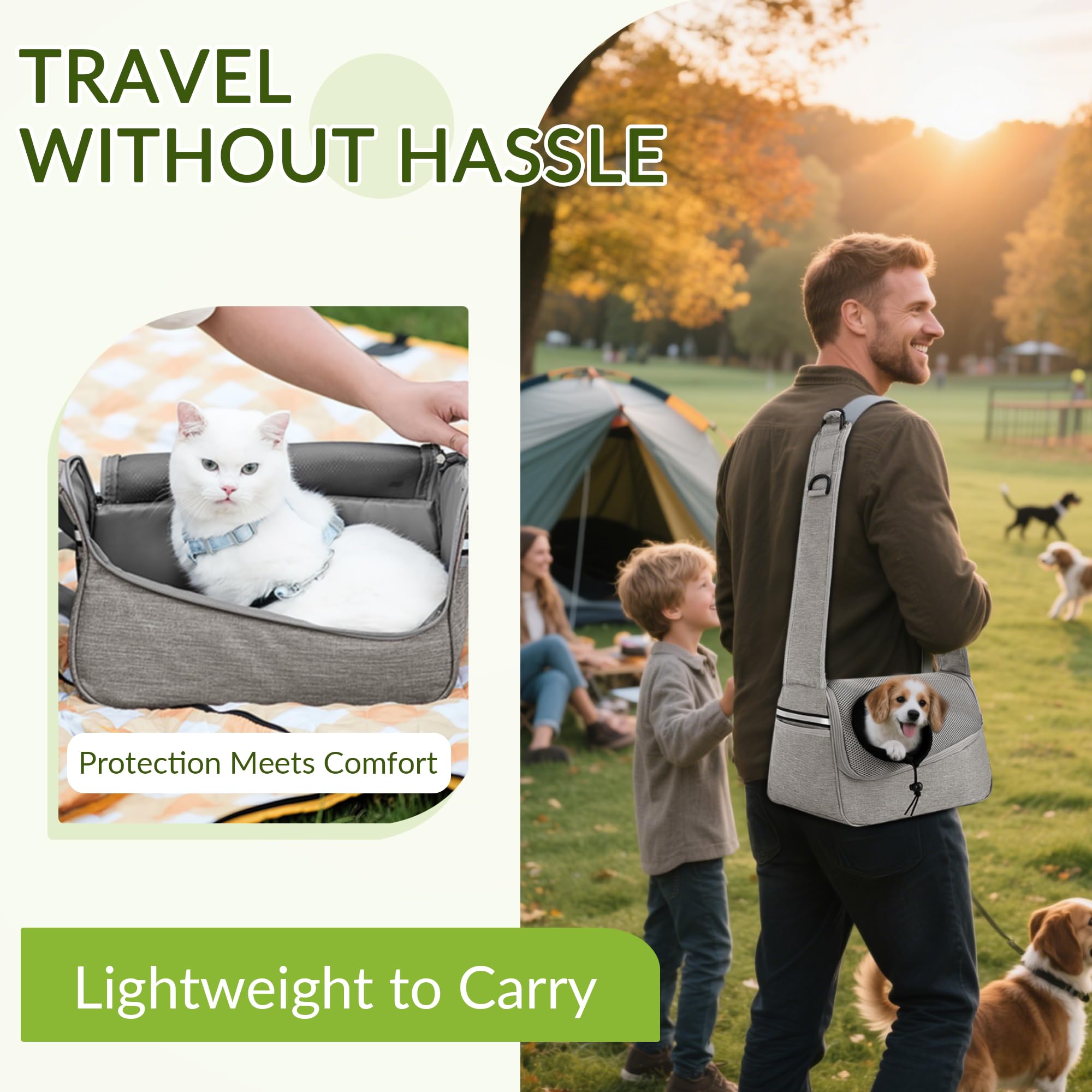 ALLSOPETS Dog Sling Carrier for Small Dogs Cats, Breathable Puppy Sling, Adjustable Shoulder Strap with Side Pocket - Image 2