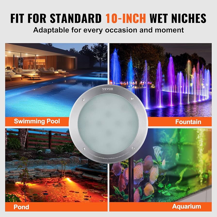 Amazon.com : VEVOR 120V AC LED Pool Light, 10 Inch 40W, RGBW Color