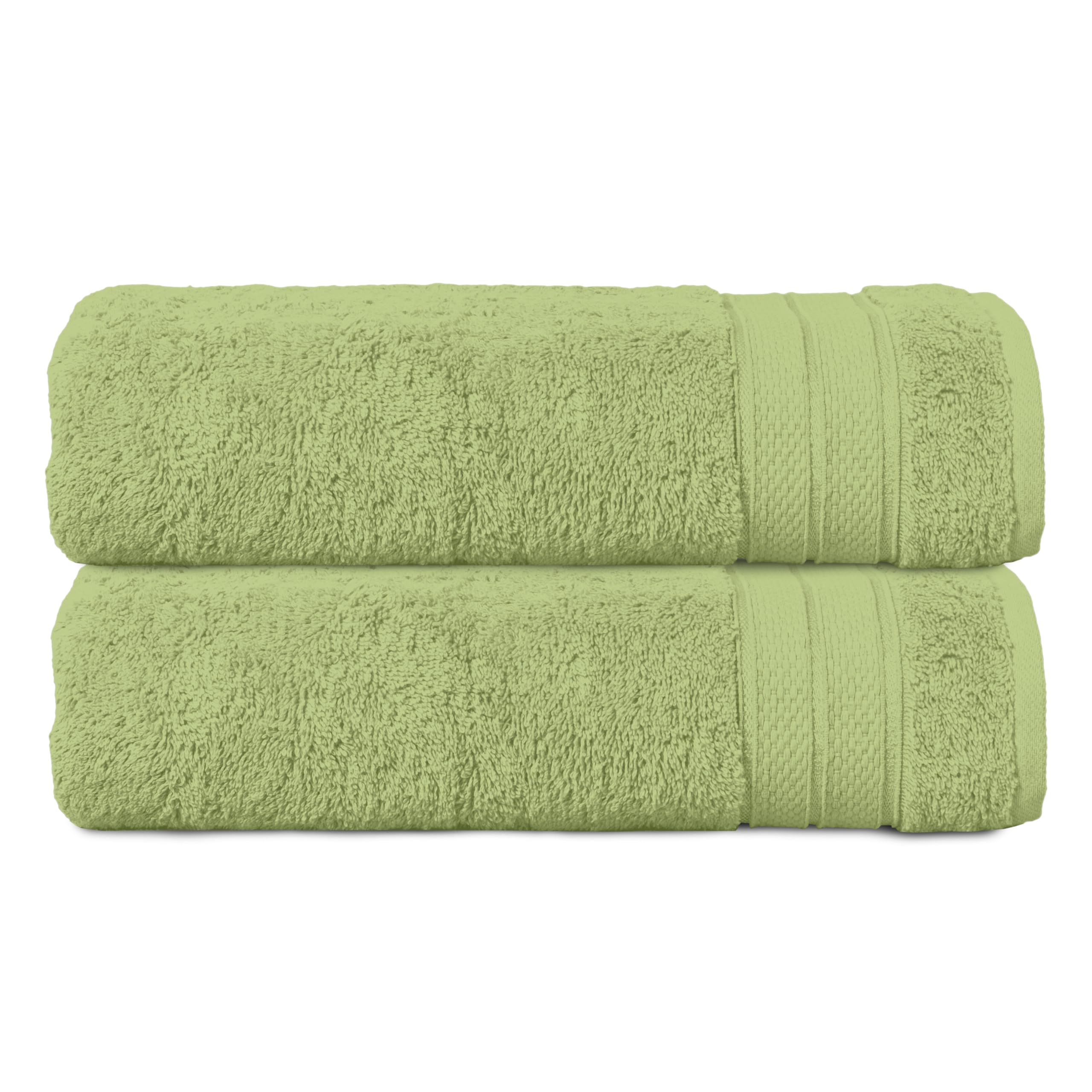 Elegant Comfort Three Line Popcorn Towel Set for Bathroom 27 x 54 inches, Premium Hotel Quality 2-Pack Bath Towels, 100% Turkish Cotton, Soft and Durable, Quick Dry and Highly Absorbent, Sage Green