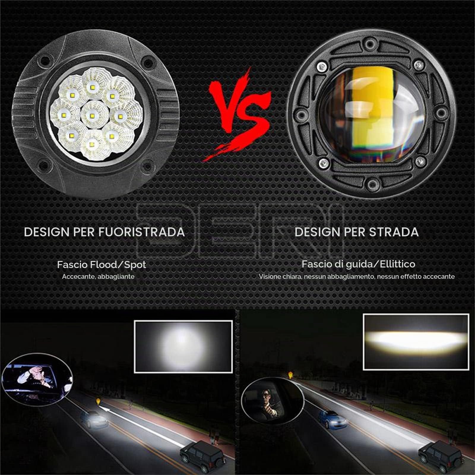 8D Lens Led Work Light 6000K Bianco 3500K Giallo Montaggio A Incasso Luce Di Guida Fendinebbia Per Auto Camion Off Road 4X4 12V 24V,2 pc