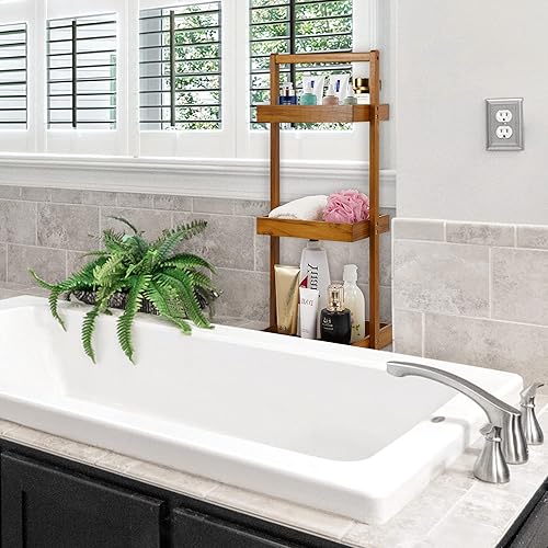 Miniatura 8 de Utoplike Estante de ducha de teca, organizador de ducha de pie para esquina de baño, estantes independientes de madera para ducha interior, baño,