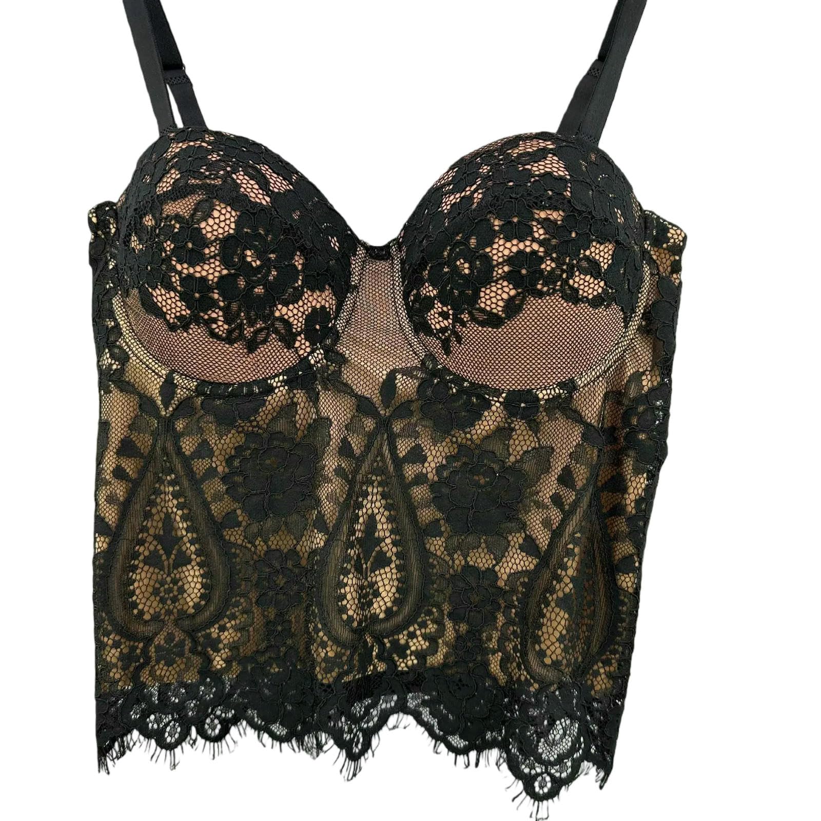 Ceinture Amincissing Femme Seksowny koronkowy gorset damski kwiatowy Lady Gorset Dziewczyny Cienkie sukienki Wieczorowe Uprawa Impreza Body Shaper Top-długie koronkowe czarne 2-38