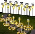 Fohil 12 Éclairage de jardin solaire, IP65 Lumières de sentier solaire imperméables, lumières d'éclairage de paysage solaire, lumière solaire extérieure pour la promenade extérieure Patio Lawn Décorations