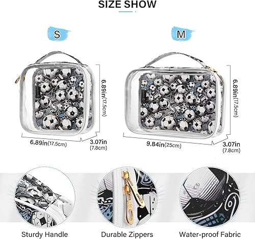 Miniatura 4 de Funny Soccer Clear Toiletry Bag for Traveling,2 Pack Makeup Cosmetic Bag with Zipper,Travel Bag for Toiletries,Travel Essentials 21214799