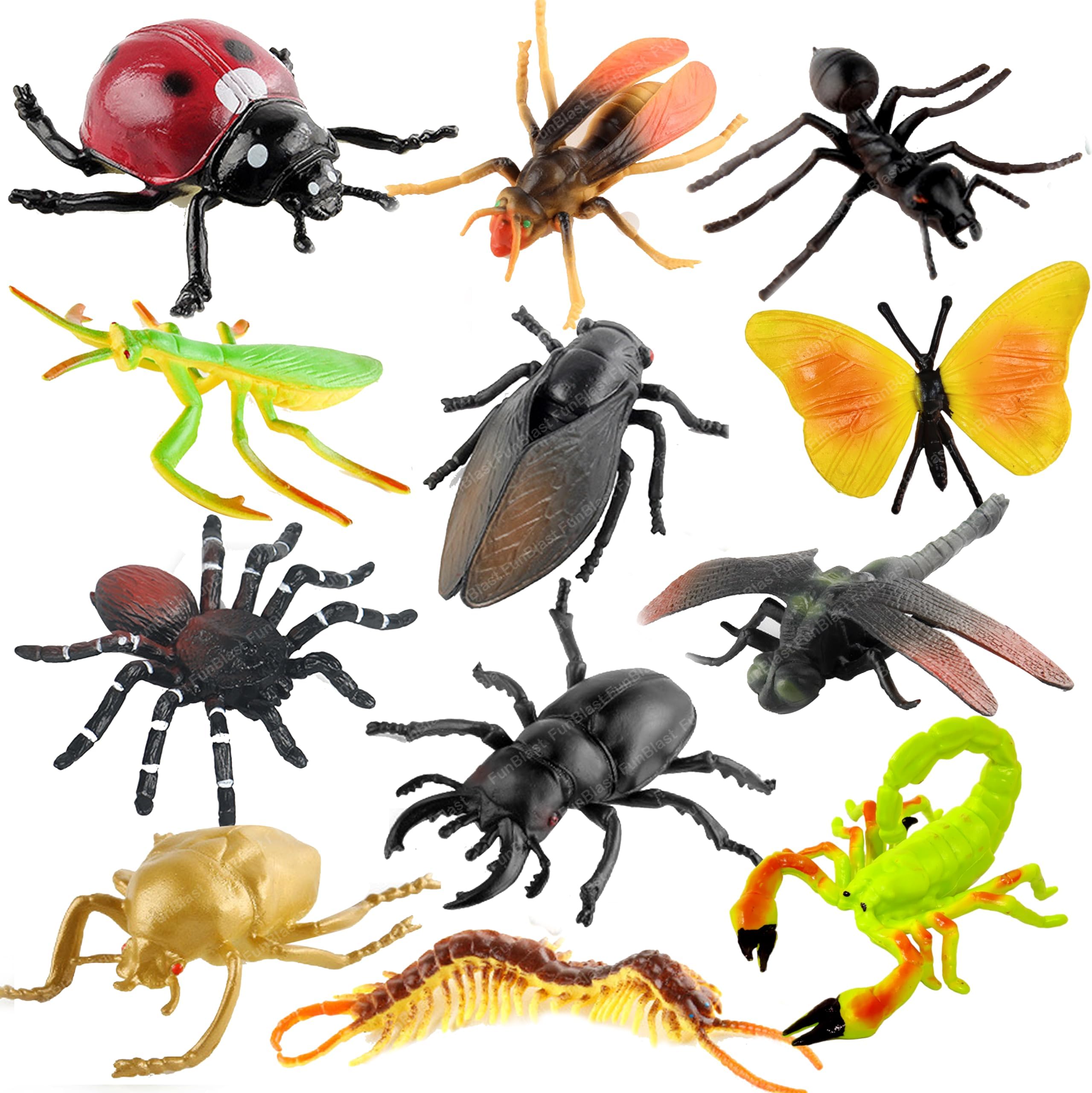 FunBlast Realistic Insect Toy for Kids -12 Pcs Big Size Animal Figure Toys for 3+ Years Old Boys, Girls, Prank Toys for Kids and Children (Multicolor)