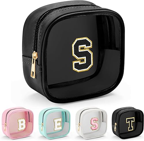 Miniatura 151 de YOOLIFE - Bolso transparente con iniciales para artículos de aseo personal para mujer, bolso de maquillaje y cosméticos impermeable, regalos de San