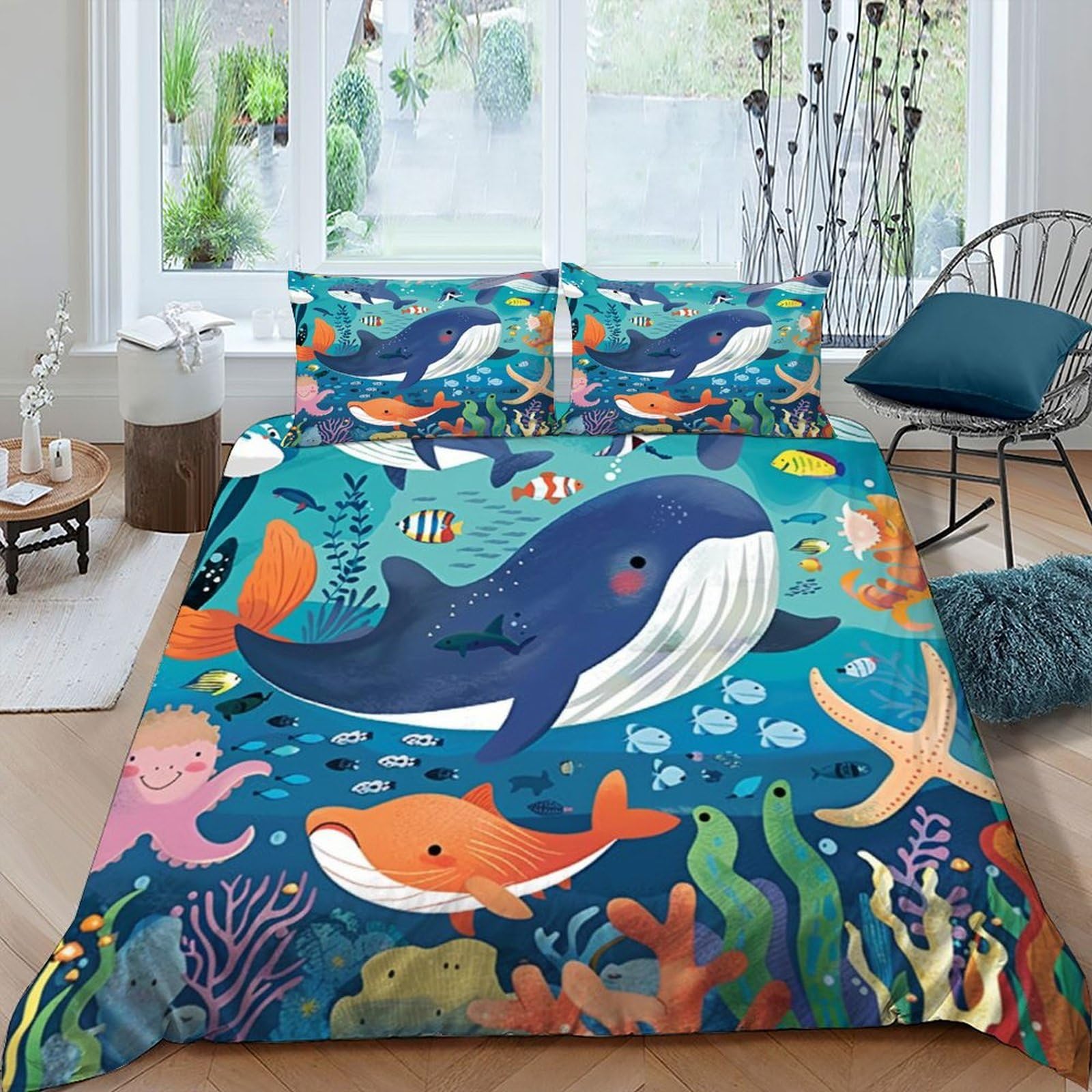 Housse de couette wild animals 220x240 cm avec 2 taies d'oreiller