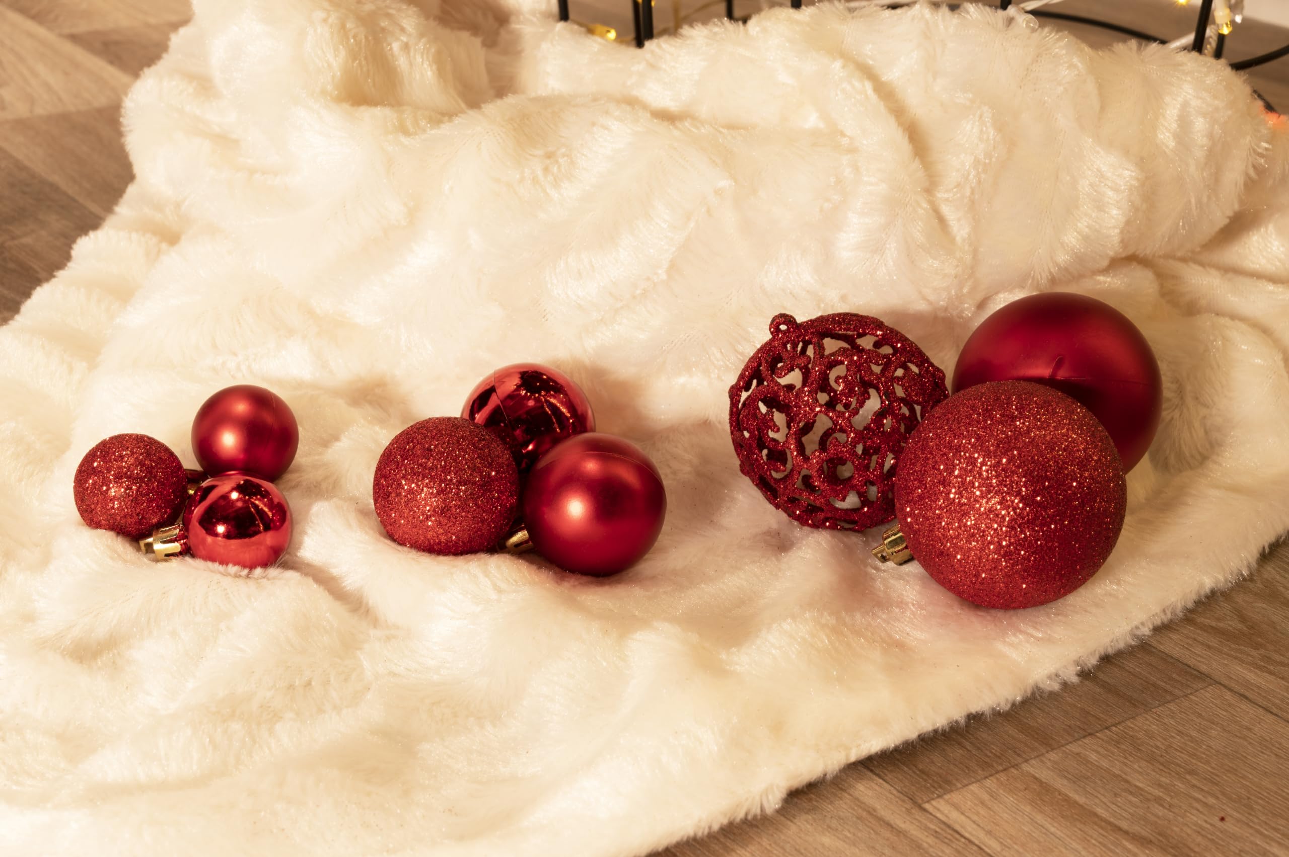 Regali di Natale Set di 100 palline di Natale - Decorazione - Infrangibile - Per interni ed esterni - Plastica - Ø3/4/6 cm - Opache, lucide, glitterate e aperte - Rosso
