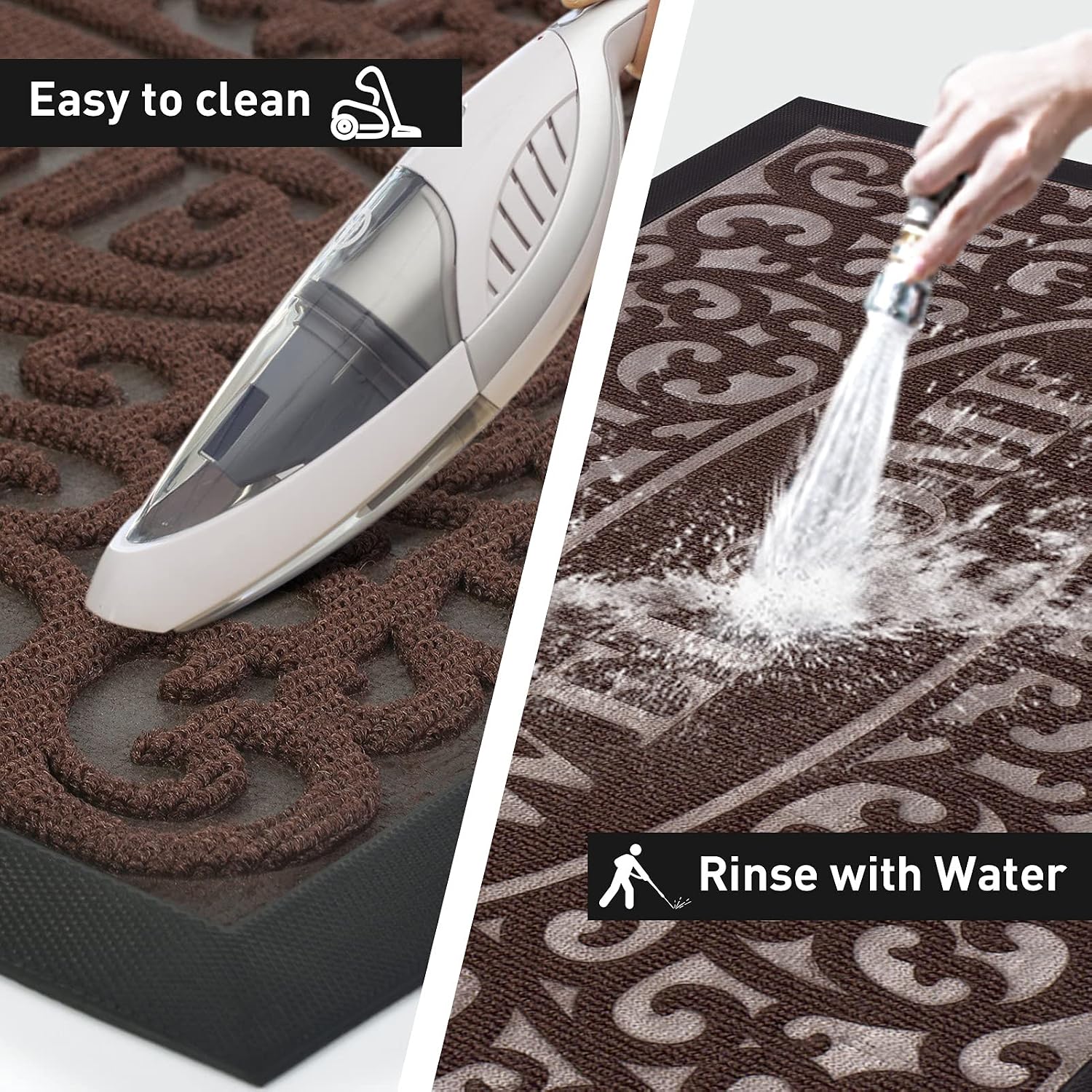 OEMATS Welcome Front Door Mat,Extra Durable Door Mat,Non-Slip Rubber Floor Mats, Waterproof, Easy Clean,Door Mats for Home Entrance, Garage, Patio,18x30,Brown