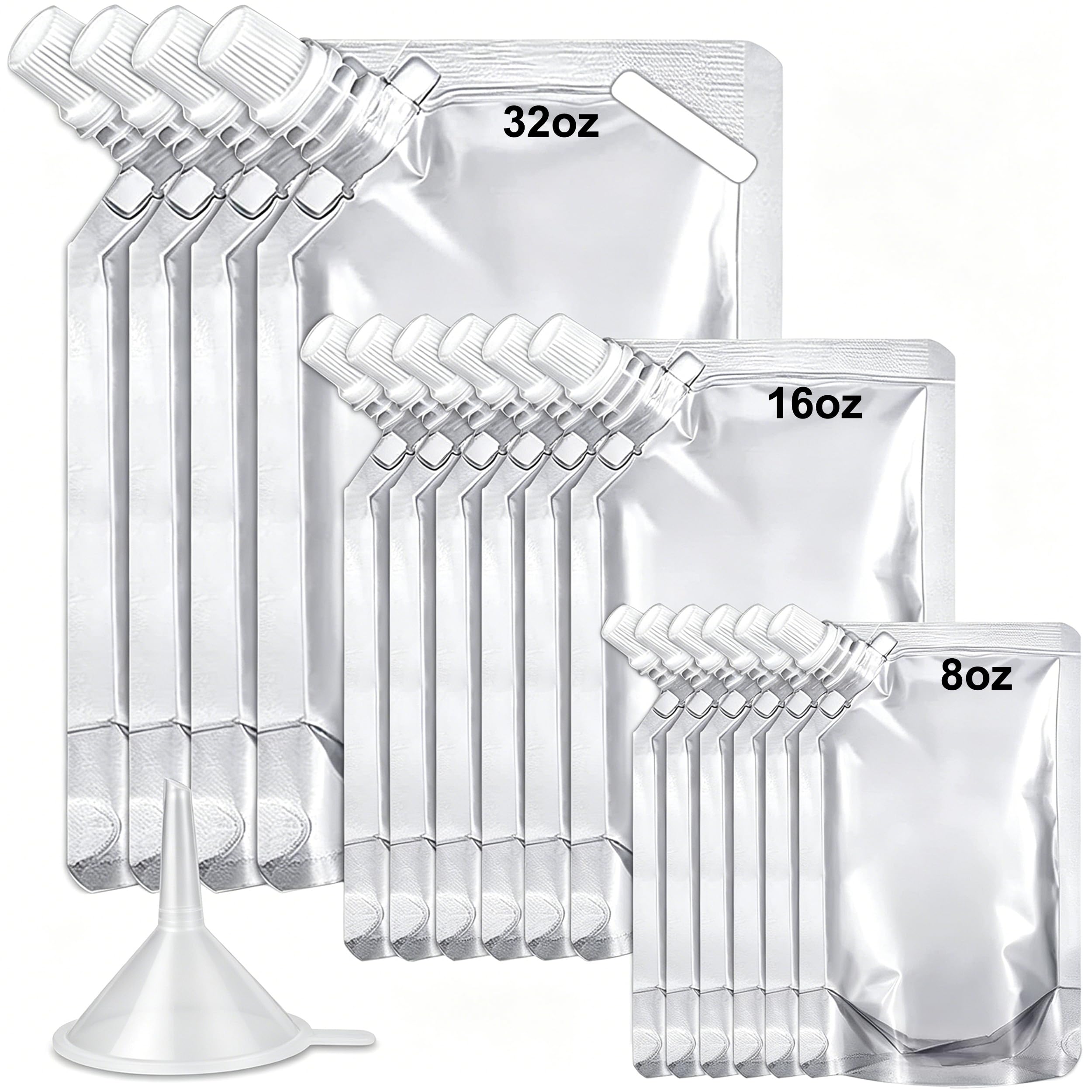 Fiaschette di plastica – Sacchetti per bevande occultabili e riutilizzabili, a prova di perdite, in plastica per uso alimentare (4 x 32 oz + 6 x 16 oz + 1 imbuto)