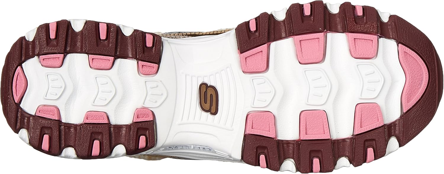 Skechers Sport Women's D'Lites Memory Foam Lace-up Sneaker,Gold/Silver,7.5 M US