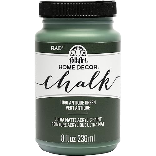 FolkArt, Antique Green Assorted Home Décor 8 fl oz / 236 ml Acrylic Chalk Paint For Easy To Apply DIY Arts And Crafts, Ultra Matte Finish, 11961