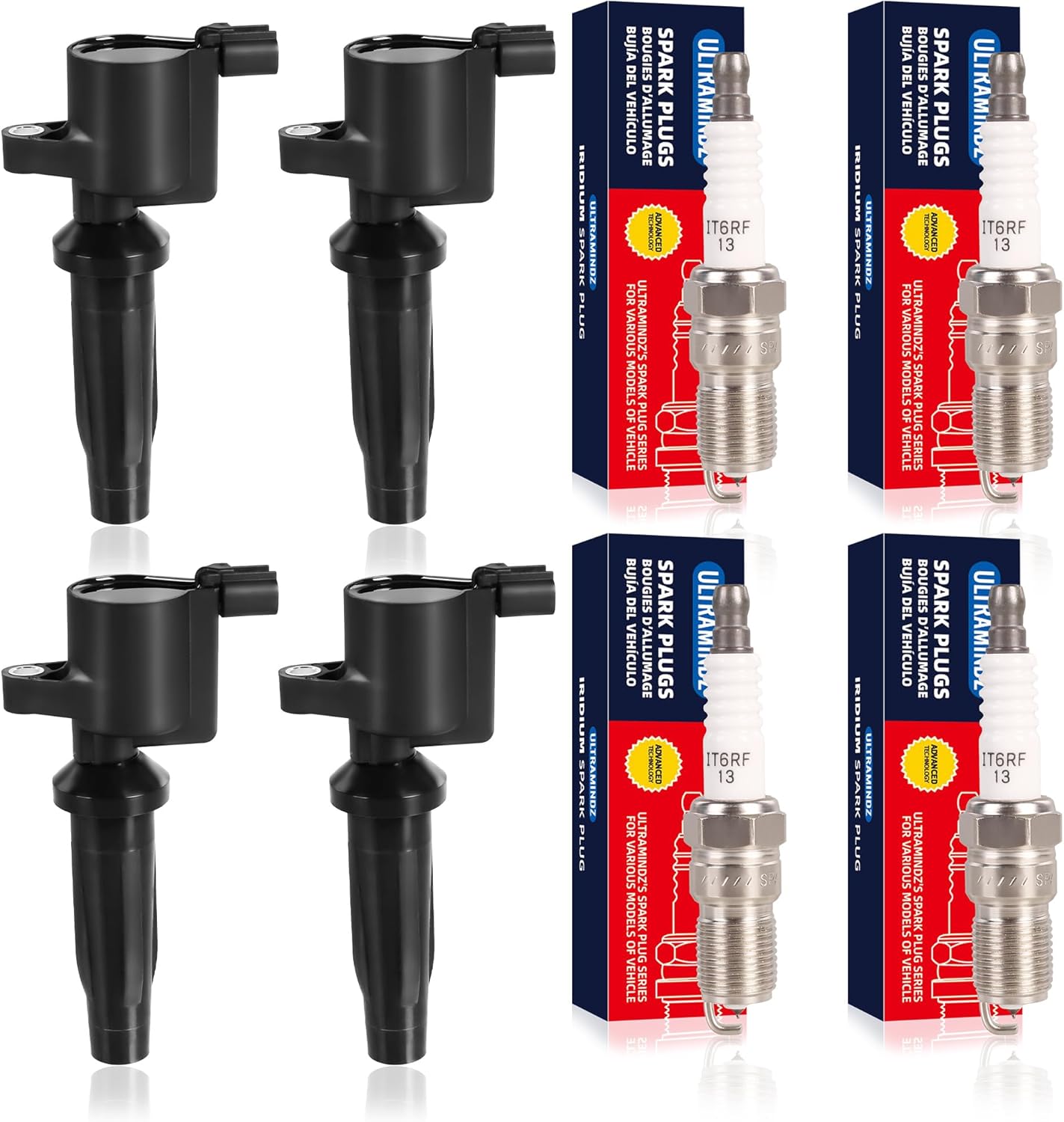 Ignition Coils & Spark Plugs for Ford Focus 2.0 2.3 2005-2007 Escape 2.3L 2005-2008 Transit Connect 2010-2013 for Mercury Mariner 2005-2008 for Mazda3 2004-2005 for Mazda6 2005 Tribut 2005-2008 DG507