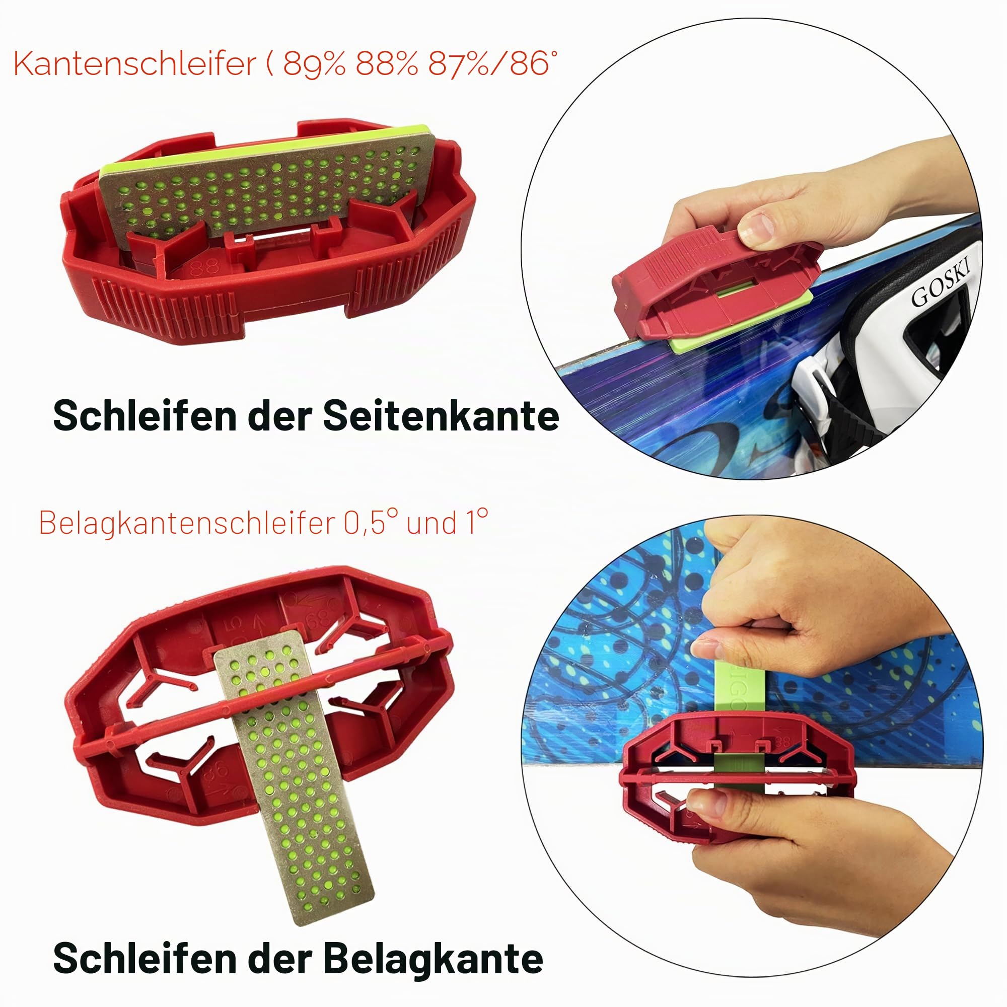 Snowboard Ski Edge Schrägstimmung Ski Wax Kit Diamanten 3 Stück Diamantfeile 240 Körnung 500 Körnung 1000 Körnung für Skifahrer