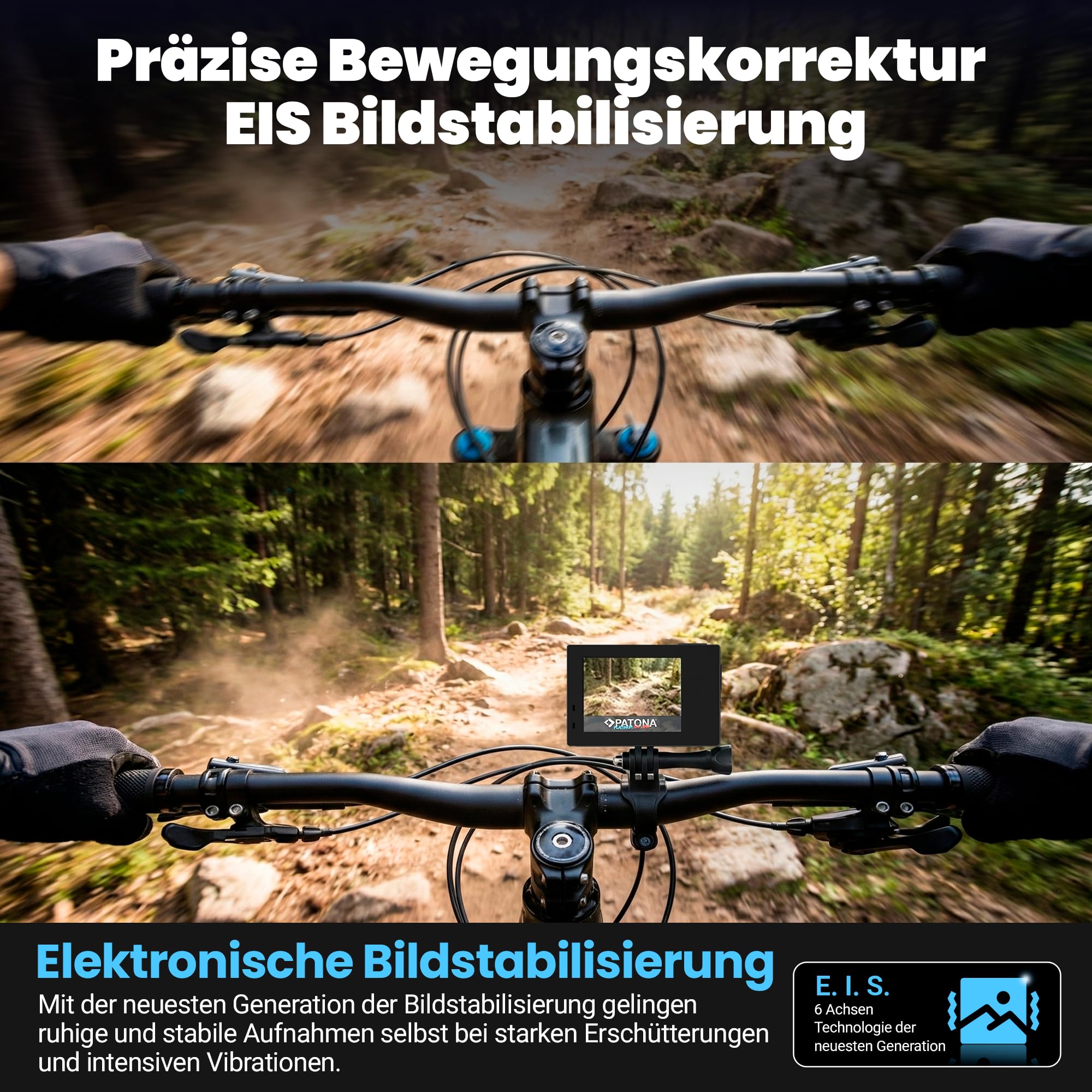 PATONA Action Cam Life SL4 | 5K 120fps 64MP EIS | 120° Weitwinkel Videokamera | Dual Screen Kamera | Fernbedienung | Bis 30m Unterwasserkamera | Lautsprecher |6G Akkus+Dualladegerät+64GB Karte+Zubehör