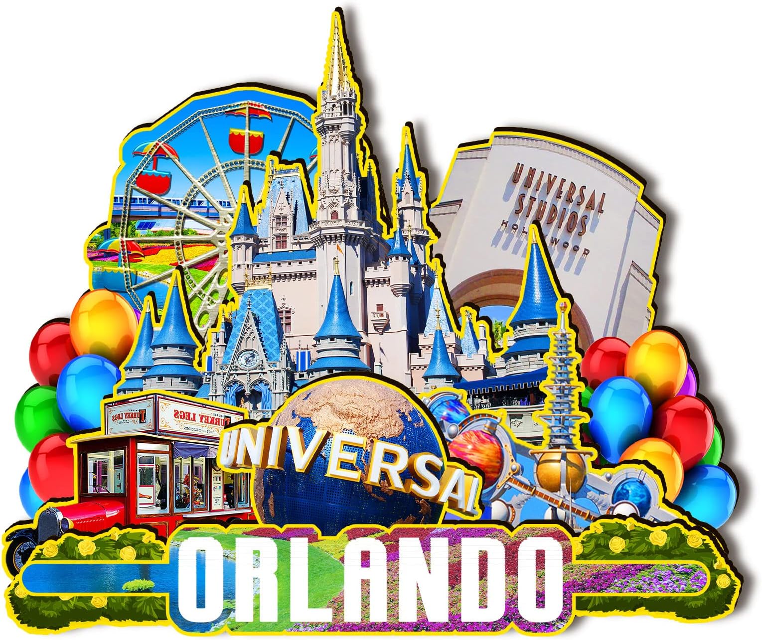 USA Orlando Wooden Magnet 3D Fridge Magnets Travel Collectible Souvenirs Decorations Handmade Crafts-4