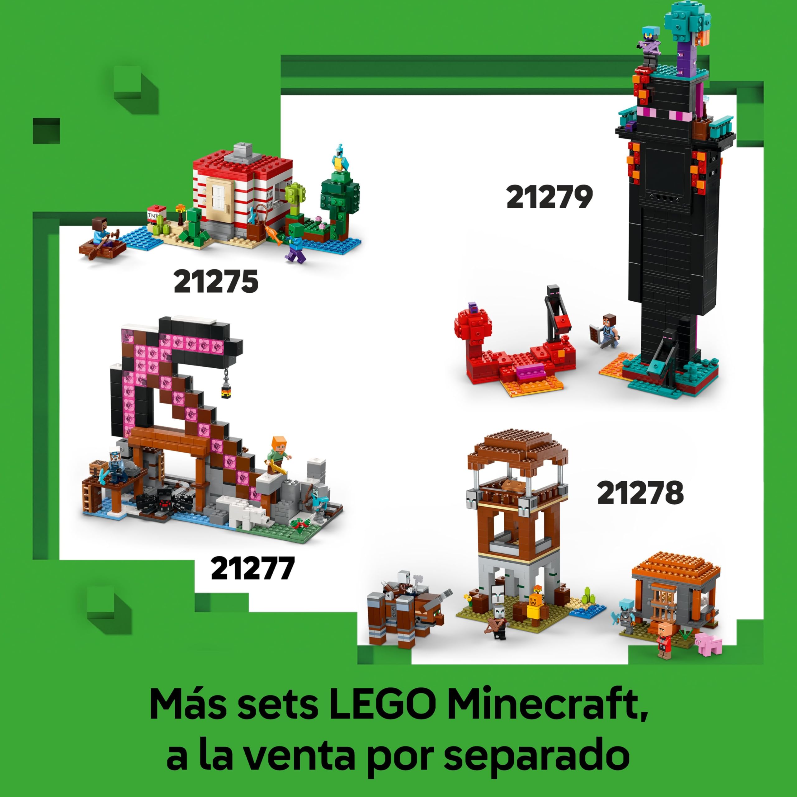 LEGO Minecraft El Creeper - Figura Articulada con Compartimento Oculto, Cerdo y Dinamita - Regalo Gamer para Niños, Niñas y Adolescentes de 10+ Años - Decoración Gaming Room 21276