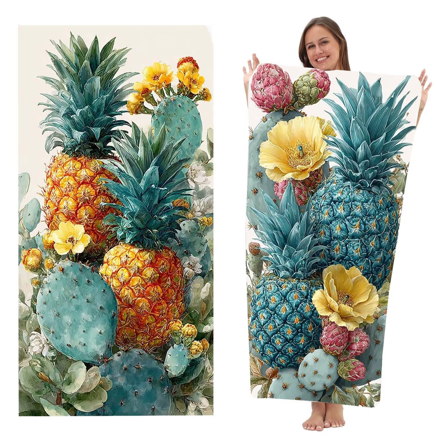 Ręczniki plażowe z mikrofibry dla dorosłych, 100 x 200 cm, 2 szt., lekki ręcznik plażowy z jednostronnym nadrukiem, bardzo duży, szybkoschnący, bez piasku, ręcznik plażowy do uprawiania sportu i