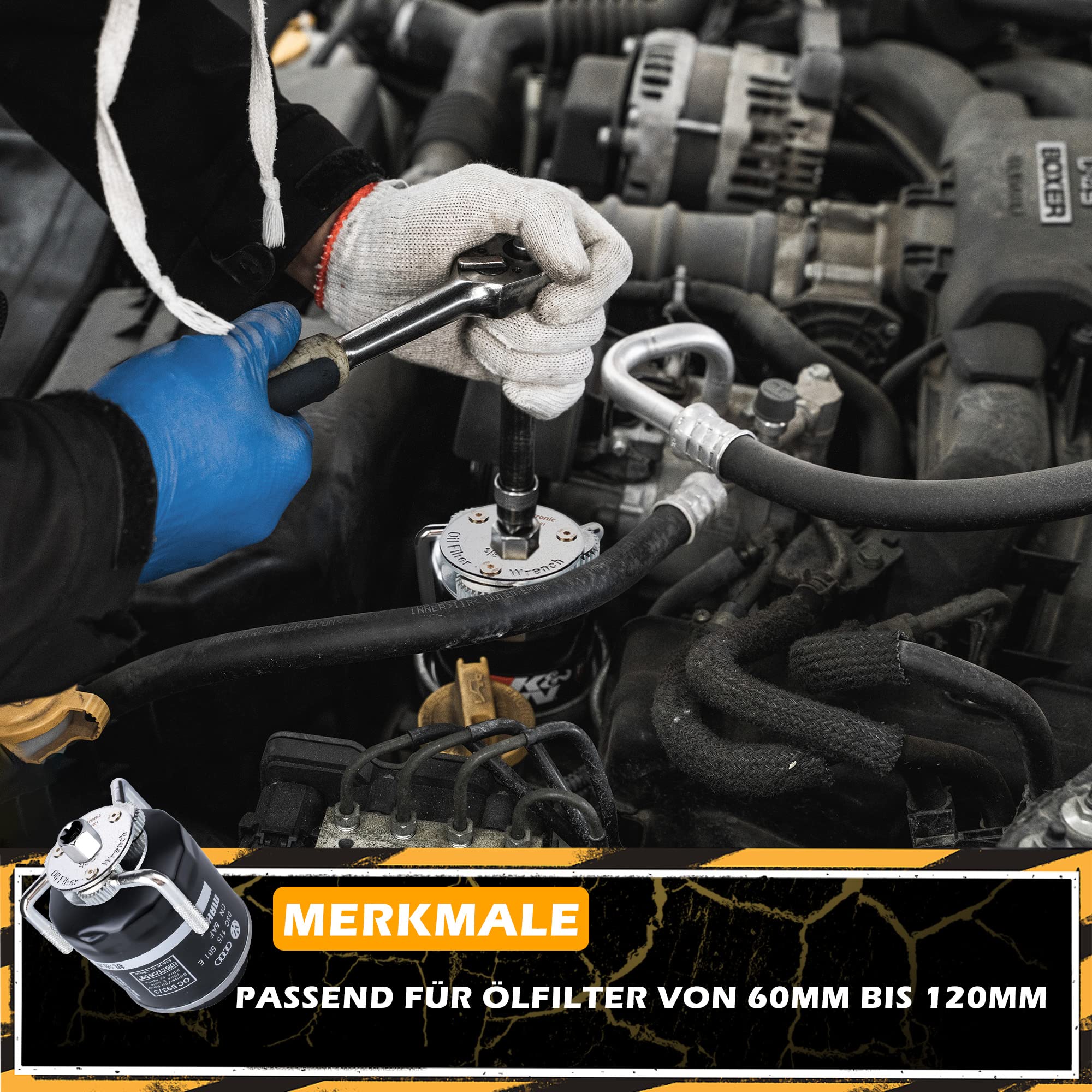 HISports Ölfilterschlüssel Verstellbar 60-80 Universal Öl