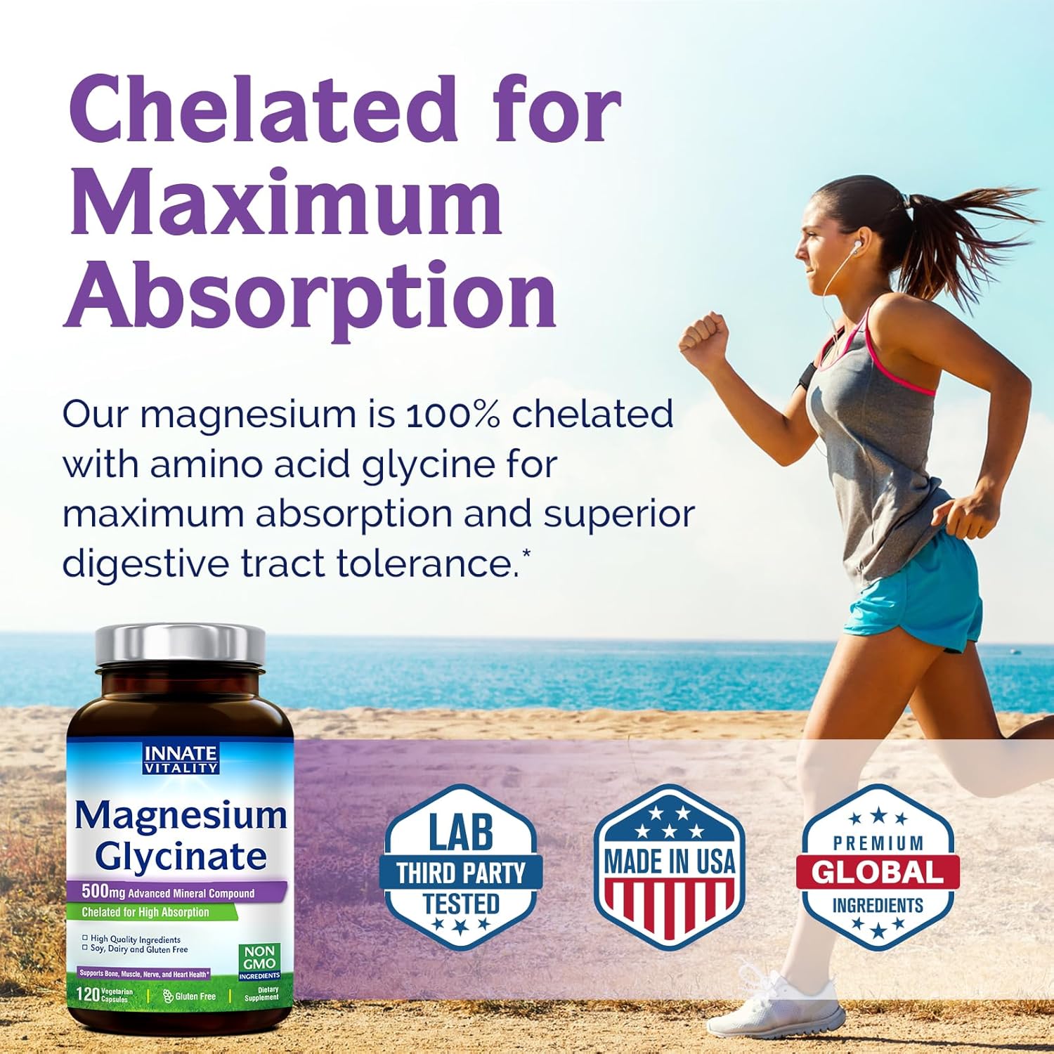 Innate Vitality Magnesium Glycinate & Turmeric Bundle, High Absorption, Joint, Muscle & Nerve Health, Black Pepper Extract, Bundle & Save, 120 Capsules & 90 Capsule
