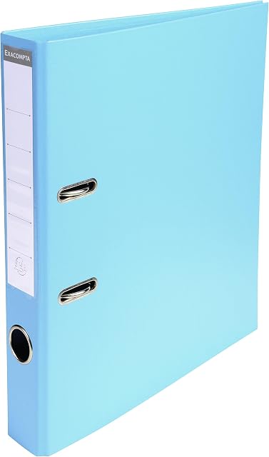 Exacompta - Ref 53502E - Prem'Touch PVC Lever Arch File - 320 x 290mm in Size, 2 Rings, Can Hold A4 Documents, 50mm Spine, 55mm Rings, FSC-Certified - Light Blue Cover