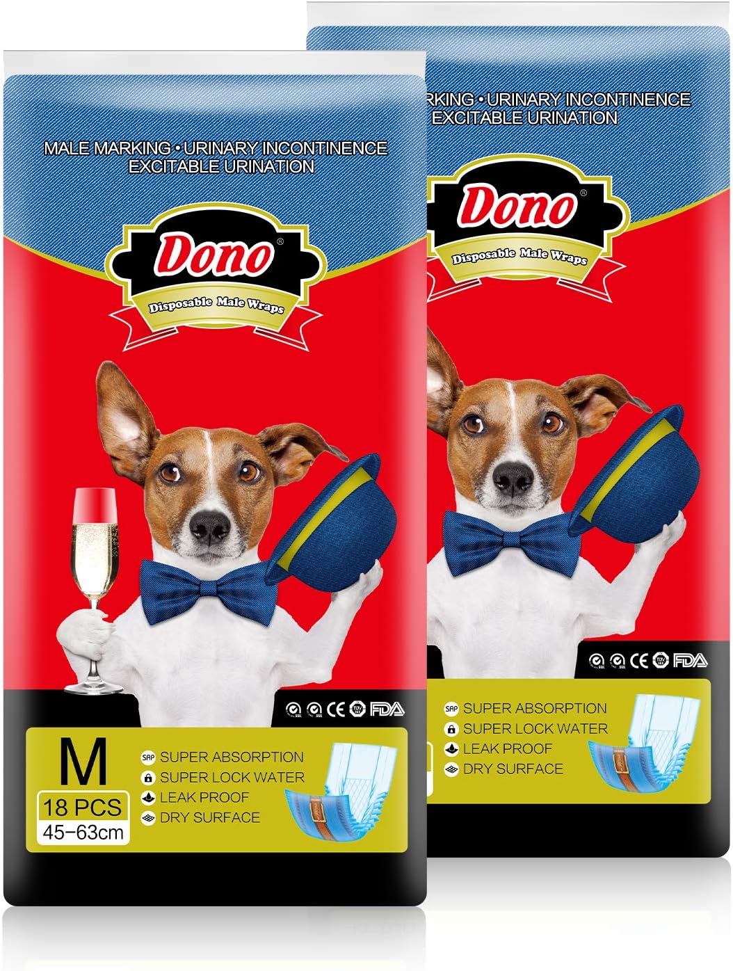 Dono Disposable Dog Diapers MaleDogs Jeans Super Absorbent Soft Pet