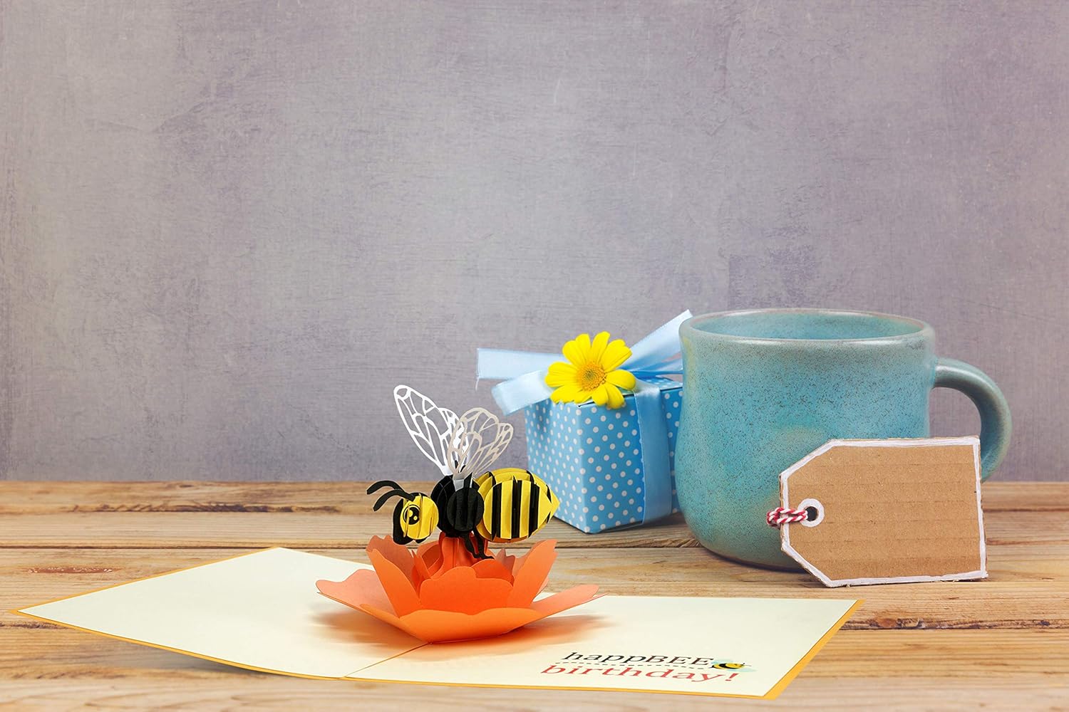 Diese-Klappkarten Birthday Card HappBEE Birthday | Pop up Happ Birthday Card featuring a 3D Bee on a Flower | Funny Bee Hive Greeting Card or Birthday Gift Voucher, G27 - Image 5