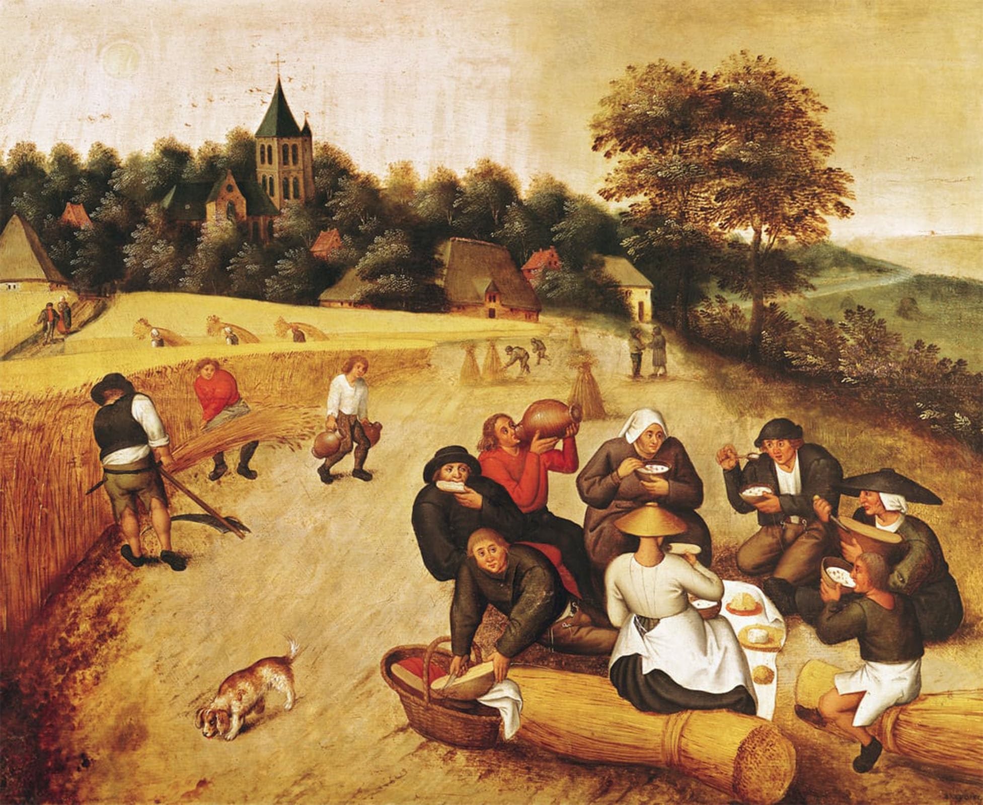 POSTERIIk Vintage Art Print Images Pictures Print the Harvester's Meal by Pieter Brueghel the Younger Modern Colour Posters for Office Home Decor 60x90cm