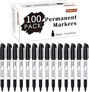 Sponsored Ad - Permanent Markers,Shuttle Art 100 Pack Black Permanent Marker set,Fine Point, Works on Plastic,Wood,Stone,M...