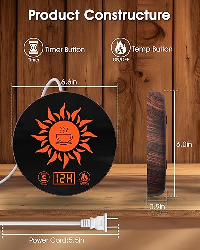 Miniatura 7 de Calentador de café para escritorio con apagado automático, calentador de taza de café para escritorio con apagado automático, 2 temperaturas