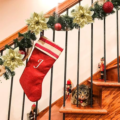 Miniatura 4 de Decoraciones de flores artificiales de Pascua de Navidad, flores de Navidad con brillantina, guirnaldas de árboles de Navidad, adornos para fiestas