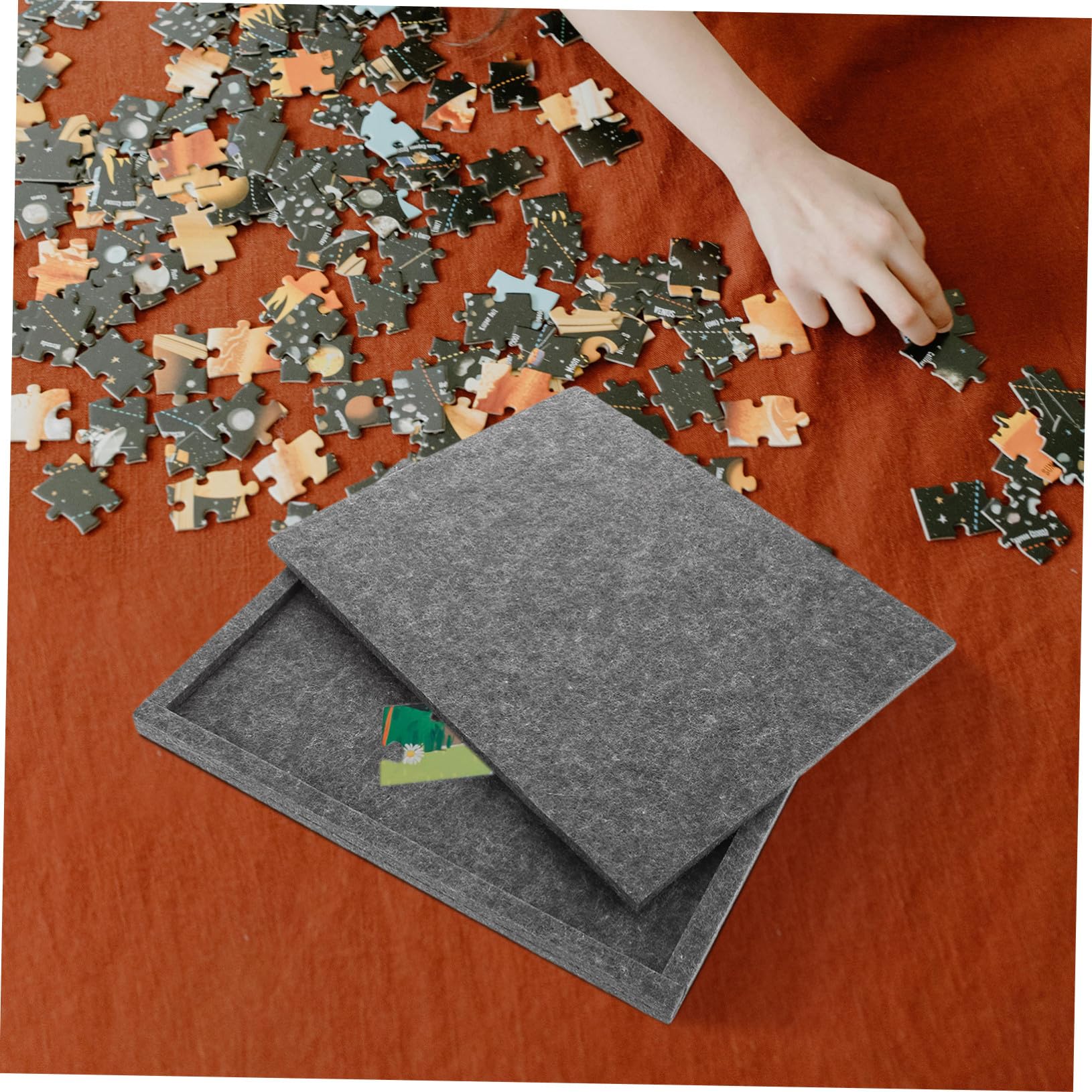 FRCOLOR Trieur de Pièces de Puzzle 6 Pièces en Feutre, Plateaux Empilables