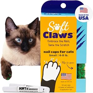 Soft Claws vinyl nail caps for cats, small size, green