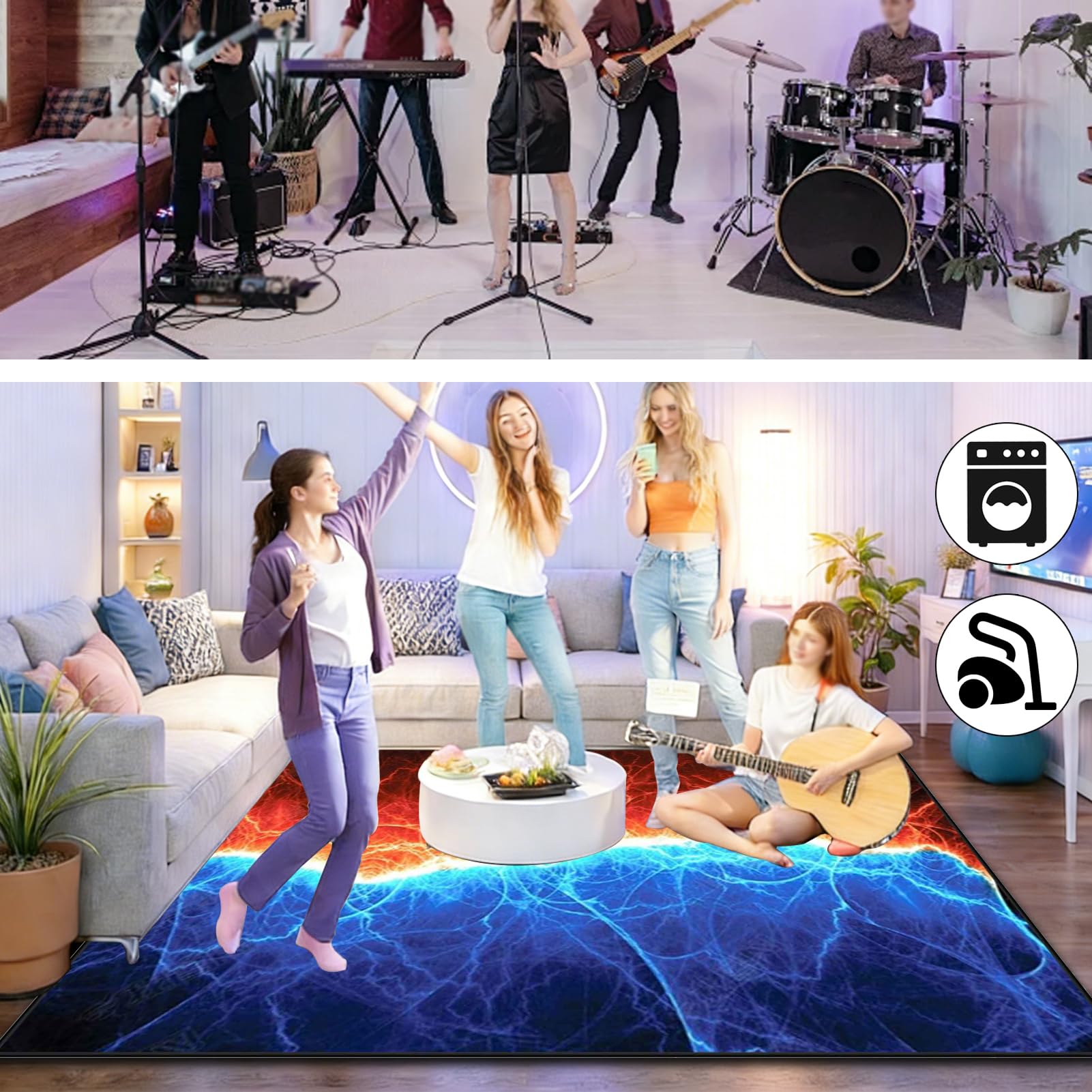 200 x 170 cm Dywan z baterią elektroniczną Dźwiękoszczelny Antypoślizgowy Dywan Pochłaniający Akustyczny Profesjonalna mata do instrumentów muzycznych do instrumentów muzycznych do gitary basowej