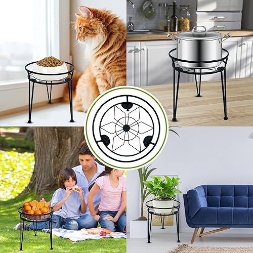 Miniatura 5 de TOWCSTER Paquete de 3 soportes de metal para macetas de interior y exterior, contenedor de hierro resistente a la corrosión para exhibir plantas de