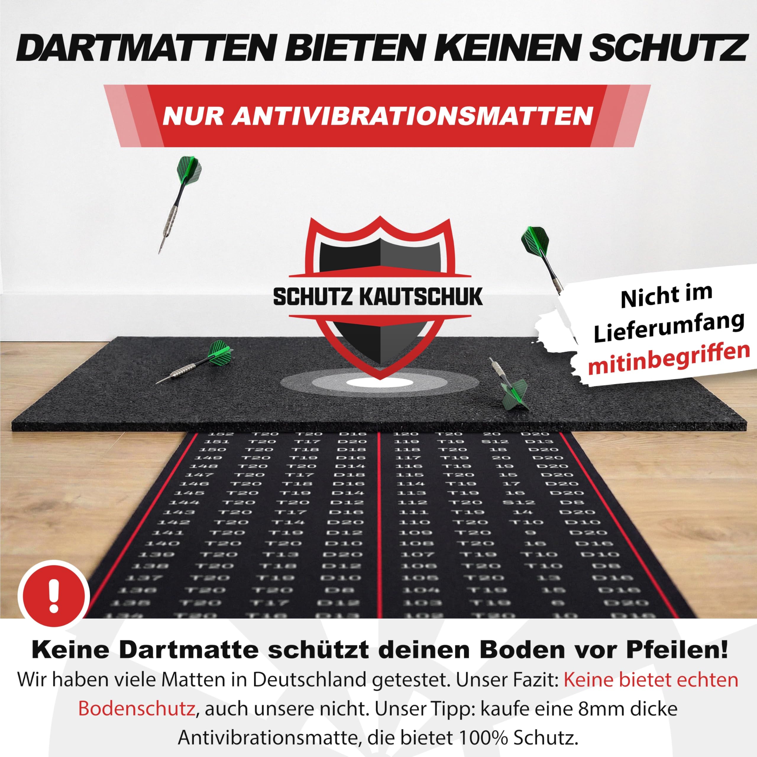 Bodenständig Tapis de lancer pour fléchettes avec ligne de lancer, barre de points et protection