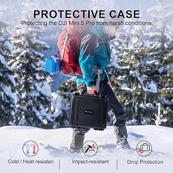 LEKUFEE Waterproof Hard Carrying Case for DJI Mini 5 Pro Drone, Fly More Combo, DJI RC 2/RC N3, Battery(6 pcs), Charging Hub, and Other Accessories(Case Only)