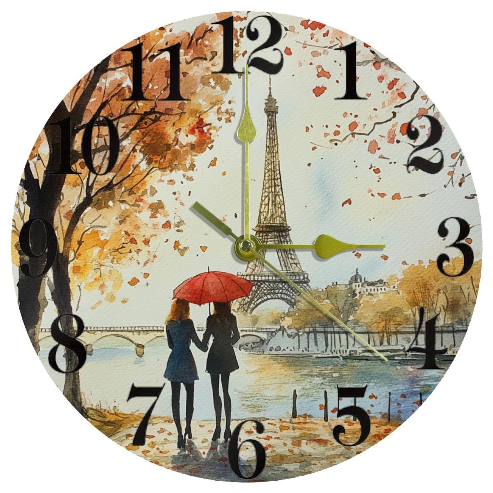 Horloge murale ronde pour la cuisine et la maison sans tic-tac