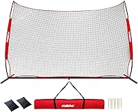 KuiBonu 20x10 Ft Barricade Backstop Net - Heavy-Duty Steel Frame & 7-Ply Netting for Basketball Lacrosse Soccer Baseball