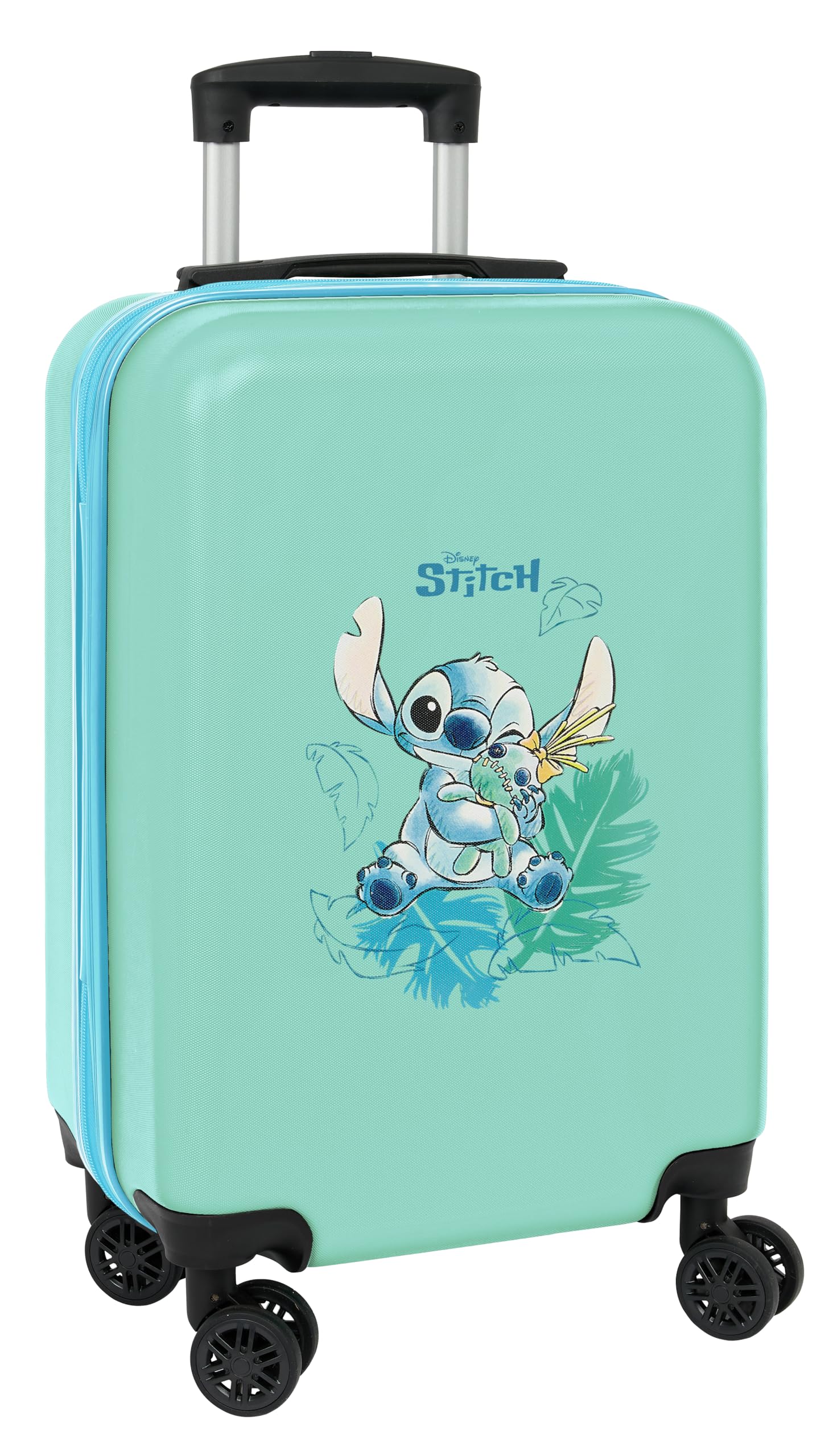 Safta Stitch Aloha - Trolley de Cabina 20 Pulgadas, Maleta con Ruedas, Candado de Seguridad, Maleta Ligera, 34.5x20x55 cm, Color Turquesa