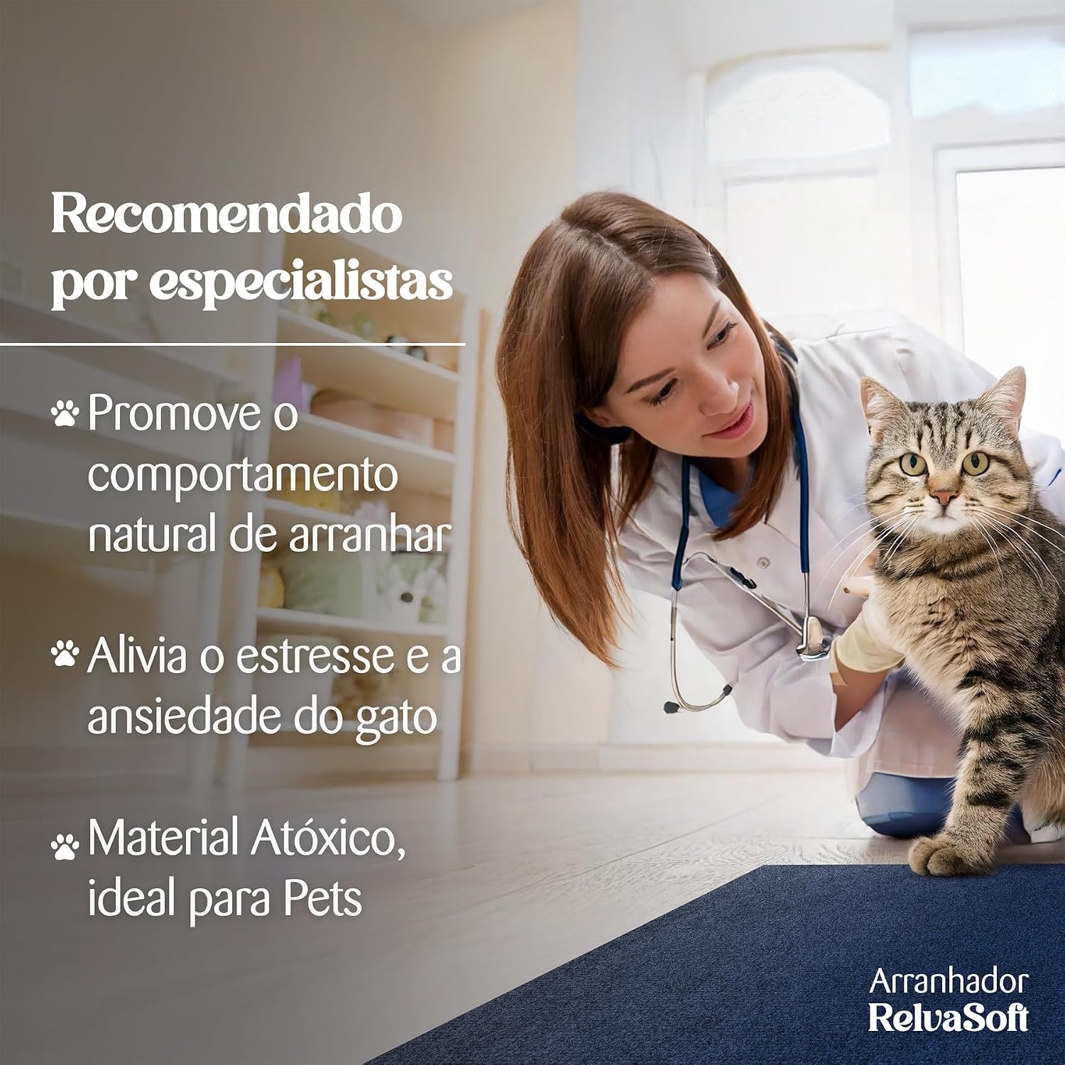 Arranhador Adesivo Premium Para Gatos- Sofá Cama Box 50x50cm (BEGE)