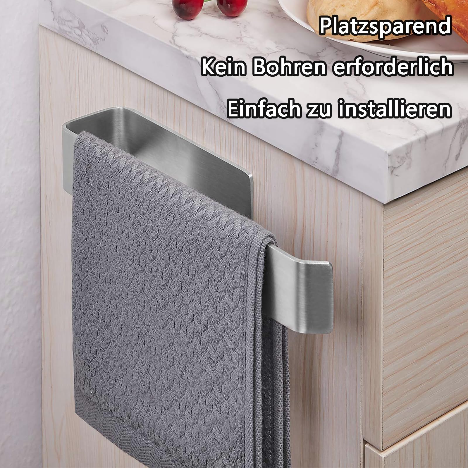 Porta Asciugamani Adesivo, Multifunzionale Portasciugamani da Bagno, Portasciugamani Autoadesivo Acciaio Inossidabile, Con 2 Supporti per Spugna in Acciaio Inox, per Rooms, Bathroom, Kitchen e Bidet