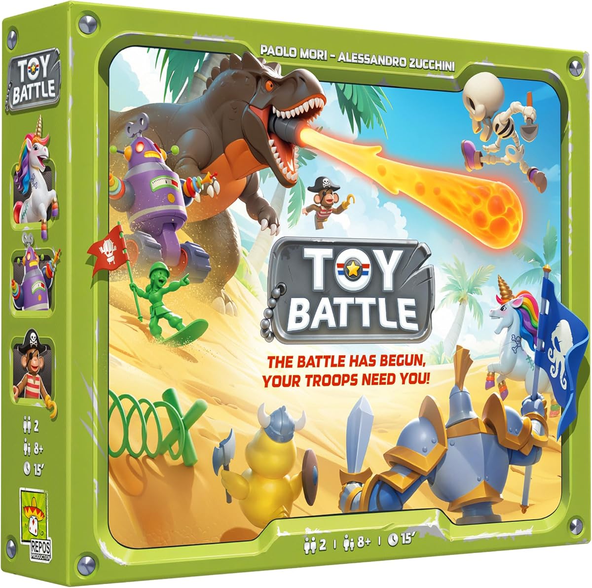 Juego de mesa de batalla de juguetes | Juego táctico de colocación de fichas y estrategia de tropas con 8 terrenos únicos, diversión para niños y adultos, mayores de 8 años, 2 jugadores, 15 minutos