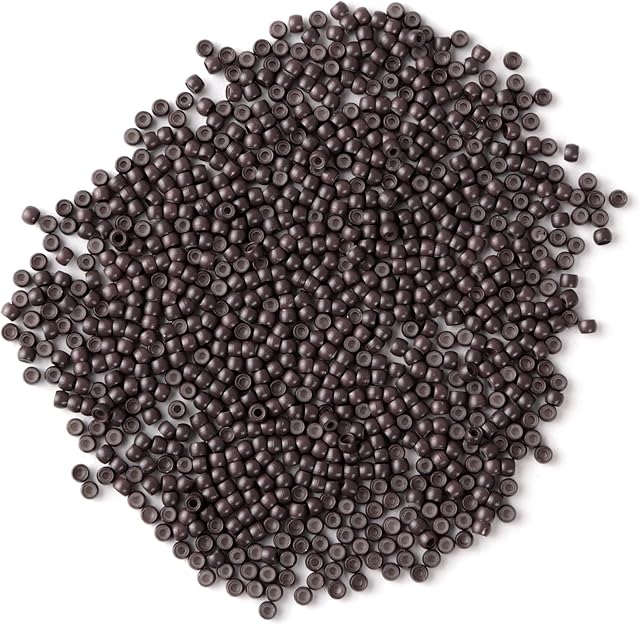 Vlasy Silicone Lined Nano Rings Beads for Nano Tip Hair Extensions Micro Nano Beads (200pcs, Brown)